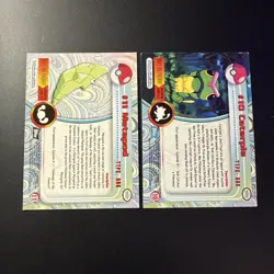 Topps Pokemon HOLO FOIL Embossed Rays metapod#11/ caterpie#10 black blue - Image 2