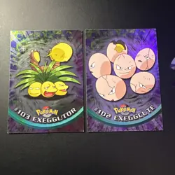 Pokemon #102 Exeggcute and Exeggutor #103 TOPPS Series 2 TV Animation blue foil - Image 1