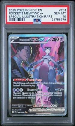 2025 POKEMON DRI EN-DESTINED RIVALS #231 TEAM ROCKET'S MEWTWO EX PSA 10 - Image 1