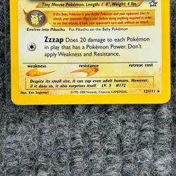 Vintage Pokemon - Neo Genesis - Pichu - 12/111 Holo Rare - Near Mint - Image 4