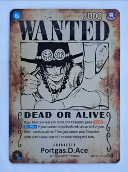 One Piece Carrying On His Will *PORTGAS.D.ACE* Wanted OP13-119 SEC Error Card SP - Image 2