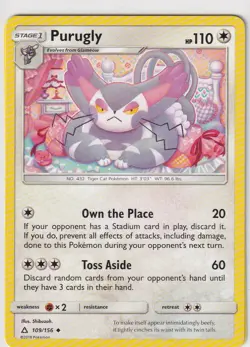 Pokemon Card Ultra Prism No. 109/156 Purugly English - Image 1