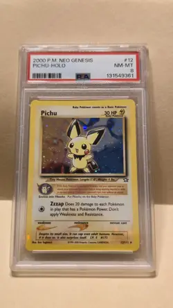 Pokemon TCG Pichu 12/111 Holo Rare Card PSA 8 NM-MT 2000 Neo Genesis - Image 1
