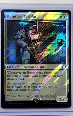 2023 MTG Magic The Gathering PIP Fallout Surge Foil #698 Puresteel Paladin - Image 1