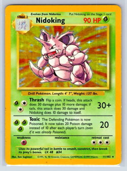 Nidoking #11/102 - Base Set - Holo - MP Moderately Played Pokemon - Image 1