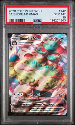 2020 POKEMON SWORD & SHIELD #142 FULL ART/SNORLAX VMAX PSA 10 - Image 1