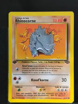 Carte Pokemon Rhinocorne 61/64 Edition 1 Ed 1 Jungle Wizards FR 4 - Image 2