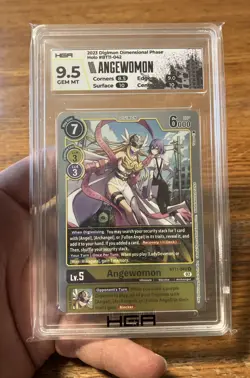 Digimon Card Game Angewomon BT11-042 Rare Dimensional Phase - Graded HGA 9.5 - Image 1