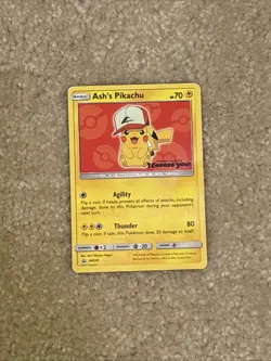 Pokemon TCG Ash's Pikachu SM109 Special Promo Card Mint Condition - Image 1