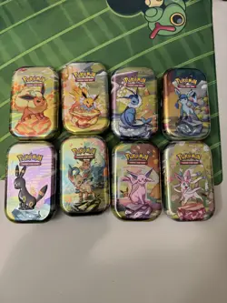 Pokemon Prismatic Evolutions Mini Tins Opened No Packs Full Set Of 8 Empty Tins - Image 1