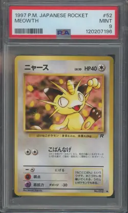Pokemon TCG Meowth No.52 Japanese Rocket PSA 9 - Image 1