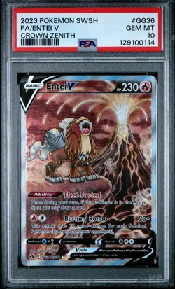2023 POKEMON SWORD & SHIELD CROWN ZENITH #GG36 FULL ART/ENTEI V PSA 10 - Image 1