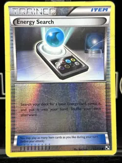 Pokemon Card Energy Search Black & White Reverse Holo 93/114 MP - Image 3