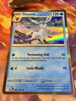 Pokemon TCG Glaceon 025/131 HOLO Rare PRISMATIC EVOLUTIONS 2025 PRE EN NEAR MINT - Image 2