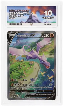 ACE 10 Aerodactyl V 180/196 Lost Origin Alt Art Holo Pokemon Card - Gem Mint - Image 1