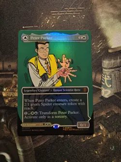 Peter Parker (0232) (Borderless) -Foil Near Mint MTG Marvel's Spider-Man - Image 1