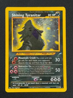 Shining Tyranitar 113/105 HOLO Pokemon Card WOTC Neo Destiny Unlimited Holo Rare - Image 1