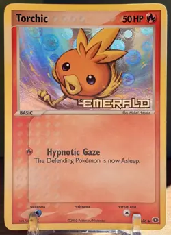 NM- Stamped Torchic Pokemon Card | Vintage Rev. Holo Common | EX Emerald 69/106 - Image 2