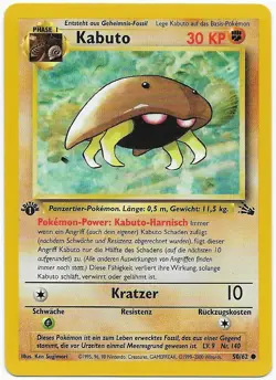 Kabuto # 50/62 1.Edition Common Fossil von 2000 Pokemon Deutsch Top Mint Vintage - Image 4
