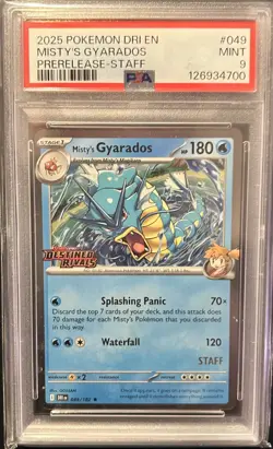 PSA 9 Misty's Gyarados (STAFF Promo) Destined Rivals 49/182 Holo Pokemon - Image 1