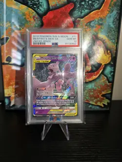 2019 POKEMON SUN & MOON UNIFIED MINDS #71 MEWTWO & MEW GX PSA 10 - Image 1