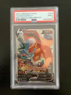 Carte Pokemon : Dracaufeu V 154/172 PSA 9 Stars Etincelantes Francaise - Image 1
