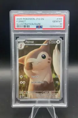 2025 POKEMON JOURNEY TOGETHER - JTG EN #168/159 FURRET ILLUSTRATION RARE PSA 10 - Image 1