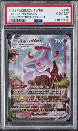 2021 POKEMON SWORD & SHIELD FUSION STRIKE SECRET FULL ART/ESPEON VMAX PSA 10 - Image 1
