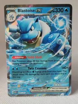 PokemonCard Blastoise EX 009/165 MEW EN Scarlet Violet 151 Double Rare NM Turtok - Image 1
