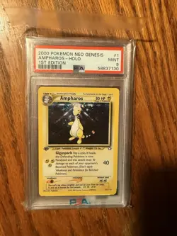 2000 POKEMON NEO GENESIS 1ST EDITION AMPHAROS-HOLO 1 Psa 9 - Image 1