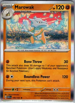 Marowak 105/165 Holo SV: Scarlet & Violet 151 - Pokemon Card - NM - Image 1
