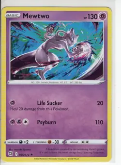 MEWTWO BRILLIANT STARS SET RARE NON-HOLO-FOIL POKEMON CARD 056/172 LP - Image 1
