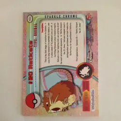 Raticate #20 Topps SPARKLE Chrome 2000 TV Animation Pokemon - Image 2
