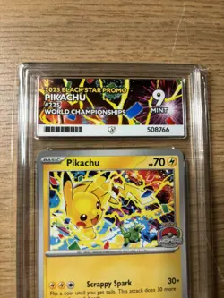 Pokemon TCG Pikachu Promo 2025 World Championships #225 Card ACE Graded 9 - Image 2
