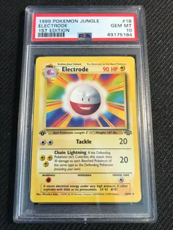 PSA 10 GEM MINT Electrode 18 Jungle 1st Edition Pokemon Card - Image 1