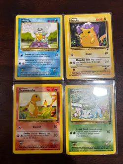GEN 1 Starter Pokemon Pikachu Charmander Squirtle Bulbasaur Base Set 2-LP to NM - Image 1