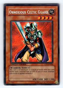 Yugioh Obnoxious Celtic Guard CT1-EN006 Limited Edition Secret Rare - VLP-NM ?? - Image 1