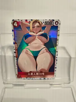 Android 18 Custom *One Piece TCG Style* Holo Card Sexy Waifu TCG Dragon Ball Z - Image 1
