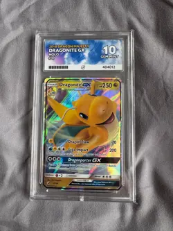 Ace Grading 10 Dragonite GX 37/70 Sun & Moon Dragon Majesty Pokemon Card - Image 1