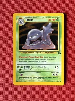 Pokemon TCG Muk Fossil Holo Rare Card 13/62 Played Condition 1999 WOTC - Image 1