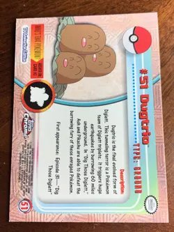 2000 Topps Chrome Pokemon Series 1 #51 Dugtrio A - Image 2