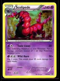2011 Black & White - Emerging Powers Scolipede #40 Non Holo Rare Pokemon Card - Image 1