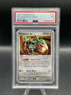 2005 POKEMON EX DEOXYS #102 RAYQUAZA EX-HOLO PSA 7 - Image 1