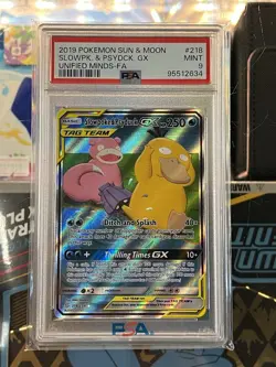 Pokemon Slowpoke & Psyduck GX Unified Minds Full Art #218 PSA 9 - Image 1