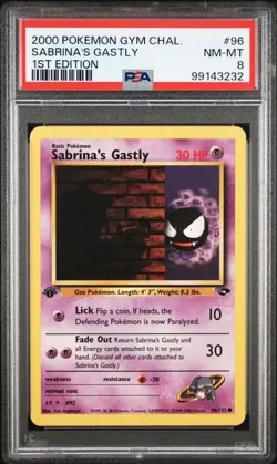 2000 POKEMON GYM CHALLENGE 96 SABRINA'S GASTLY PSA 8 NM MINT 1ST EDITION - Image 1