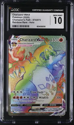 Pokemon 2020 Charizard VMAX 074/073 Rainbow Rare Champions Path GEM MINT CGC 10 - Image 1