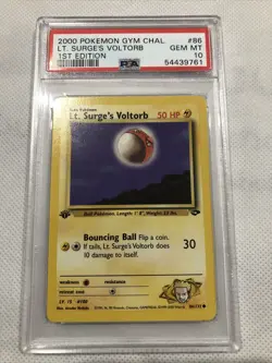 2000 Pokemon Gym Challenge 1st Edition Lt. Surge's Voltorb 86/132 PSA 10 - Image 1