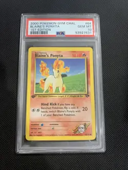 2000 Pokemon Gym Challenge 1st Edition Blaine's Ponyta 64 PSA 10 GEM MINT - Image 1