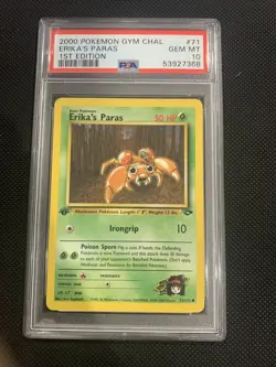 2000 Pokemon Gym Challenge 1st Edition Erika's Paras 71 PSA 10 Gem Mint - Image 1