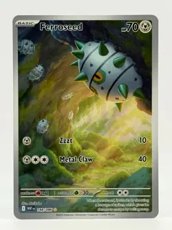 2025 Near Mint Pokemon Ferroseed 148/086 IR Sv: White Flare Illustration Rare NM - Image 1